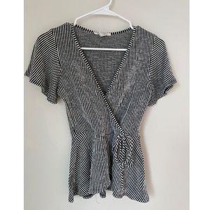 Black and White Stripped Tie Shirt